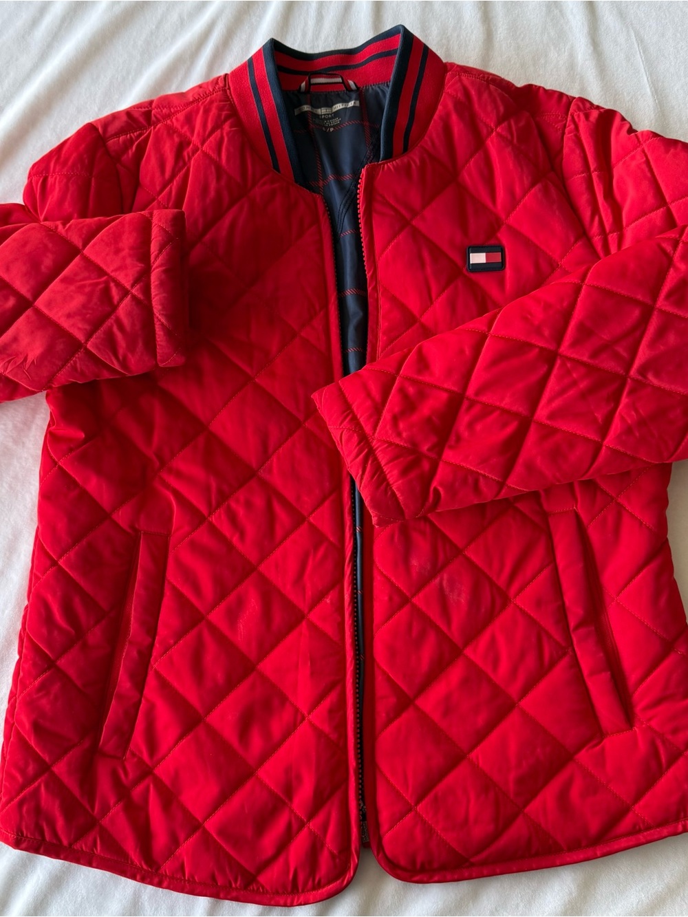 Tommy Hilfiger women Quilted Red Bomber-Style Jacket